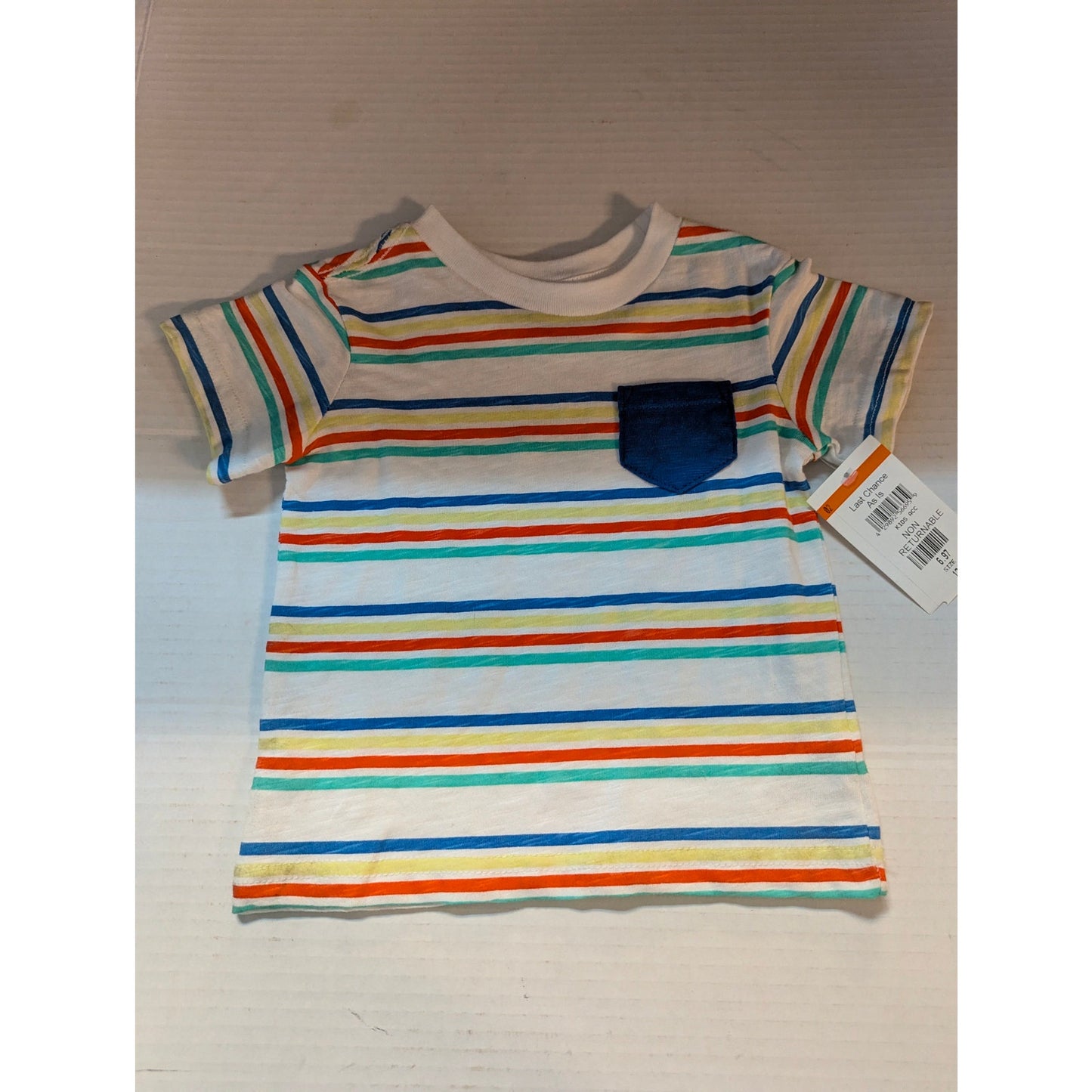 Little Me Baby Boys Striped Short Sleeve Pocket T-Shirt 12 Months NWT