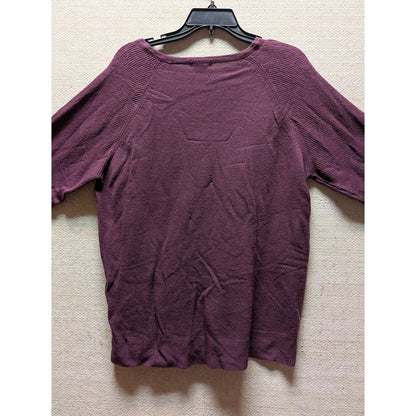 Sweet Romeo Women's Eggplant Modern Raglan Sleeve Pullover Sweater Size LARGE