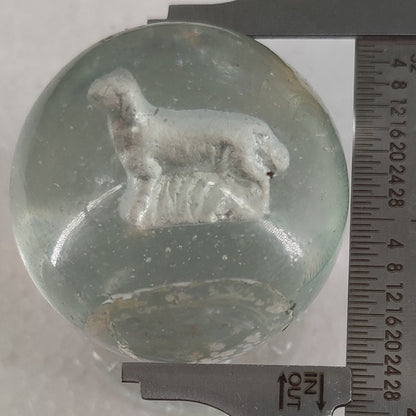 Antique German Handmade Sulfide Glass Figural Animal Toy Marble 1 3/8" CHIP AB2R