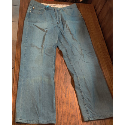 Jack of Spades Blue Comfort Light Wash Stovepipe Leg Men's Luxury Jeans 40x32