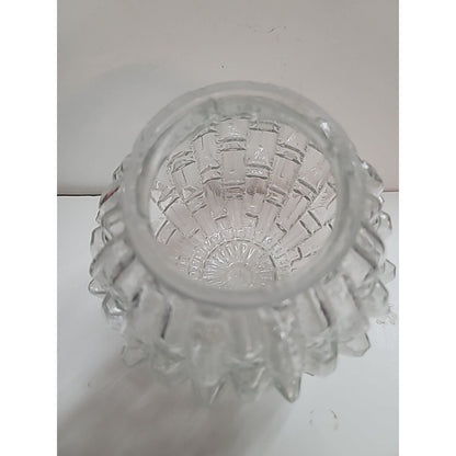 Vintage Mid Century Eagle MFG Co. Clear Cut Glass Globe 3" Fitter 6" Round. NICE