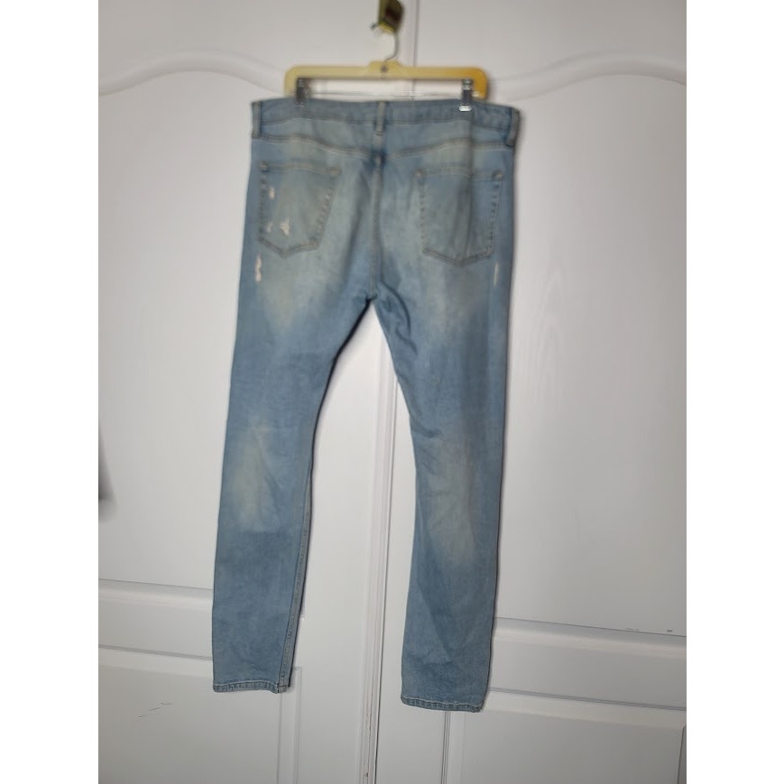 Topman Men's Distressed Blue Jeans Size 38" x 34" Light Wash  Destroyed ripped