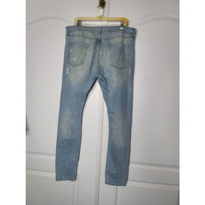 Topman Men's Distressed Blue Jeans Size 38" x 34" Light Wash  Destroyed ripped