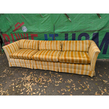 SECONDHAND SANDIES: Amazing vintage velvet Striped orange / yellow coch 8' long