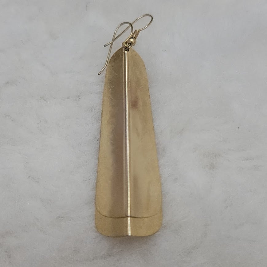 Vintage 1980s Modern Gold-Tone Trapezoidal Dangle Earrings Minimalist Geometric