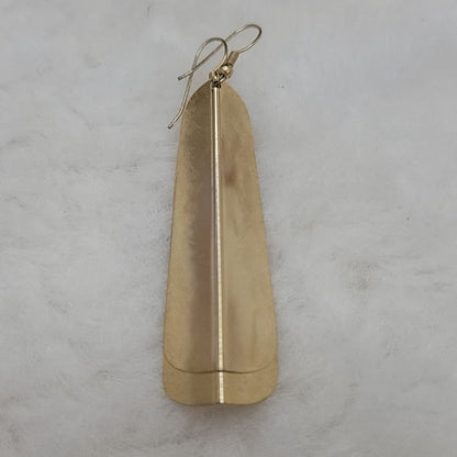 Vintage 1980s Modern Gold-Tone Trapezoidal Dangle Earrings Minimalist Geometric