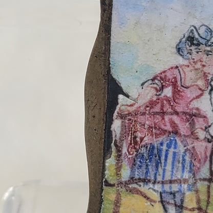 Antique 18thC Fêtes Galantes Porcelain Patch Box Le Saut du Loup Folk Art