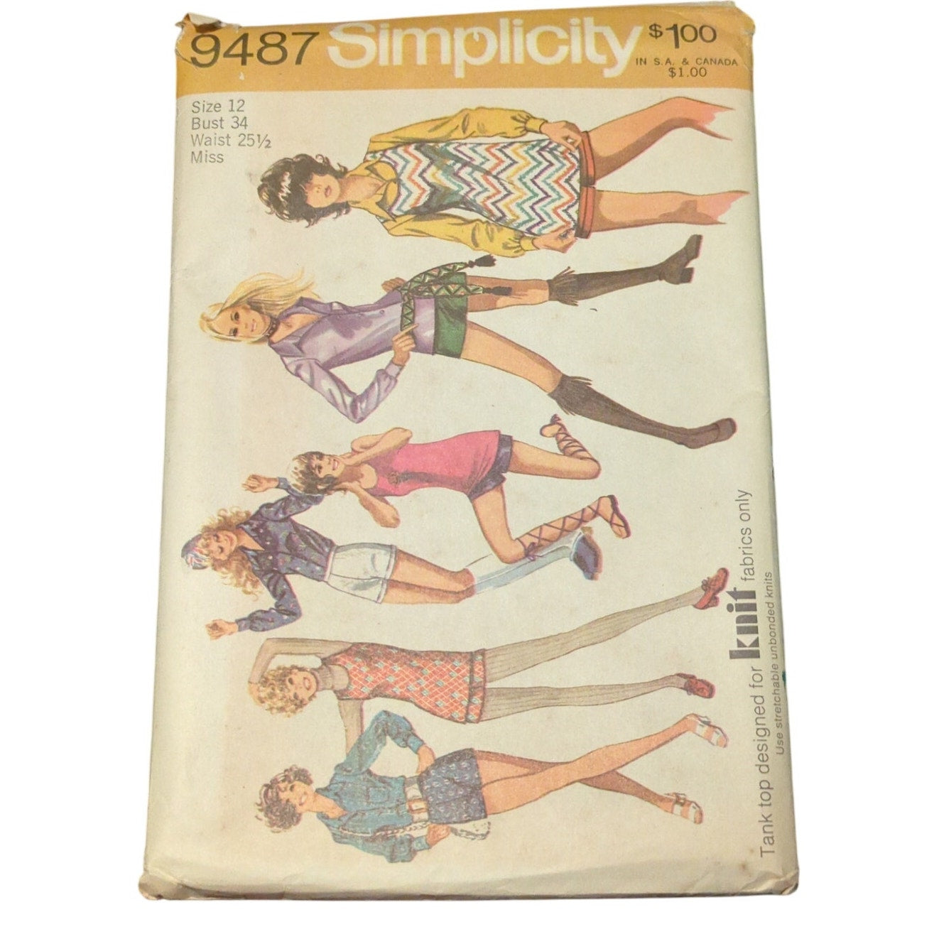 Simplicity 9487 Vintage Sewing Pattern Size 12 Bust 34 Waist 25.5