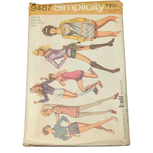 Simplicity 9487 Vintage Sewing Pattern Size 12 Bust 34 Waist 25.5