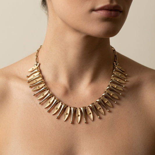 Vintage Sarah Coventry Gold-Tone Fringe Spike Collar Necklace