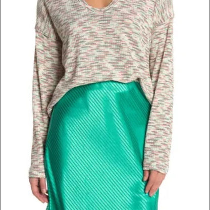 Code x Mode Green Multi Space Dye Sweater Size MEDIUM raw hem Jumper Top Blouse