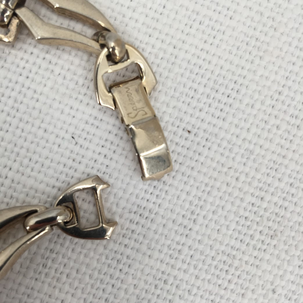 Vintage 1960s signed SPERRY scalloped silver tone choker necklace 10" Long