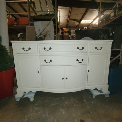 Secondhand Sandies: White wood duncan phyfe style drawers and shelves buffet sideboard