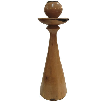 Morris Springer 12" Wood hand turned candle holder pillar live Dogwood edge