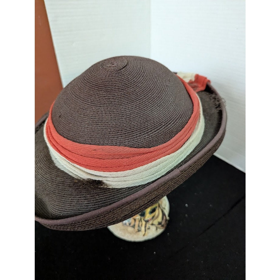 Vintage ladies HAT 40's 50's The Rhodes Hat Vintage Brown straw