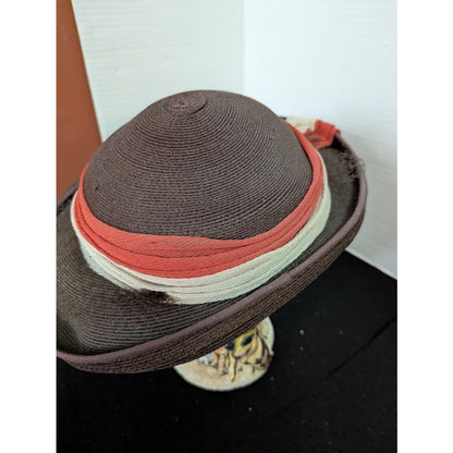 Vintage ladies HAT 40's 50's The Rhodes Hat Vintage Brown straw
