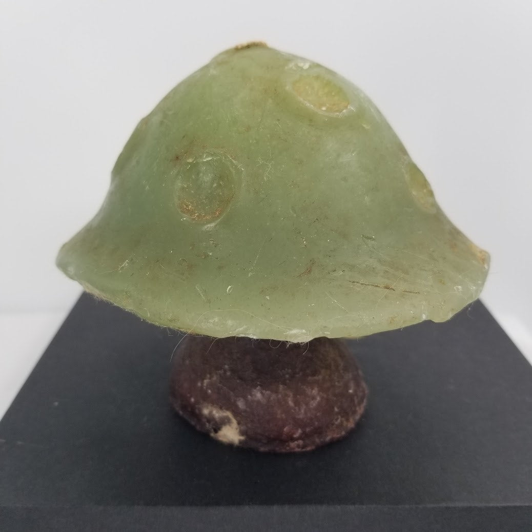 Vintage 1970s Mushroom Candle Mid Century Modern UNUSED Green brown