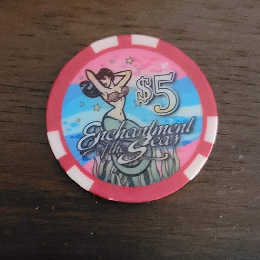 ENCHANTMENT of the Seas Royal Caribbean International $5 Casino Chip MERMAID