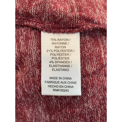 Bobeau Marled Babydoll V-Neck Pullover Top Size LARGE in Windsor Wine NWT
