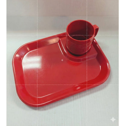 NOS Red Rubbermaid Snack Set Serving tray sandwich plate 6" Cup Mug