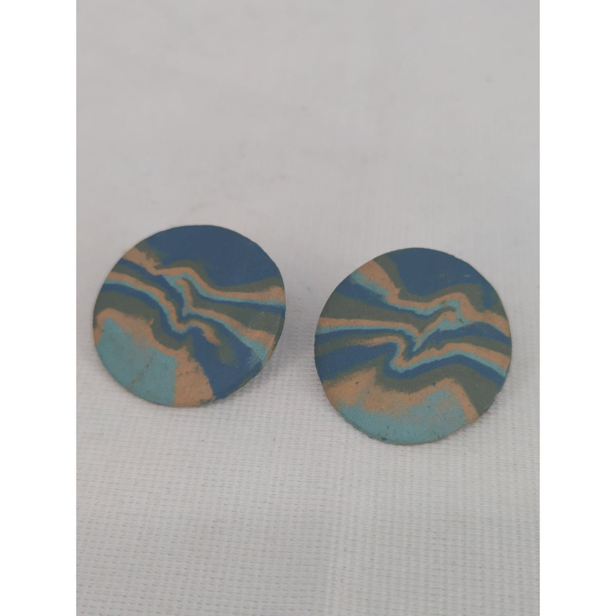 Vintage Mid-Century Modern Swirl Pattern Disc Post Earrings Retro Abstract Find