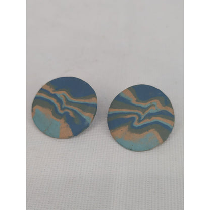 Vintage Mid-Century Modern Swirl Pattern Disc Post Earrings Retro Abstract Find