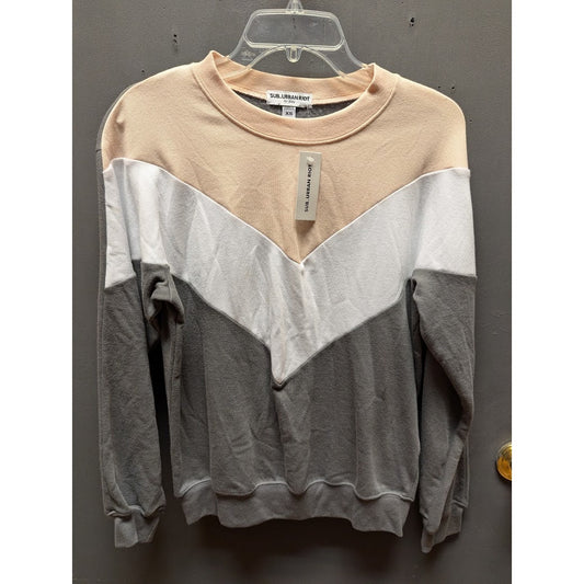 sUBURBAN rIOT  Size XS sweatshirt Chevron colorblock pink white gray long sleeve