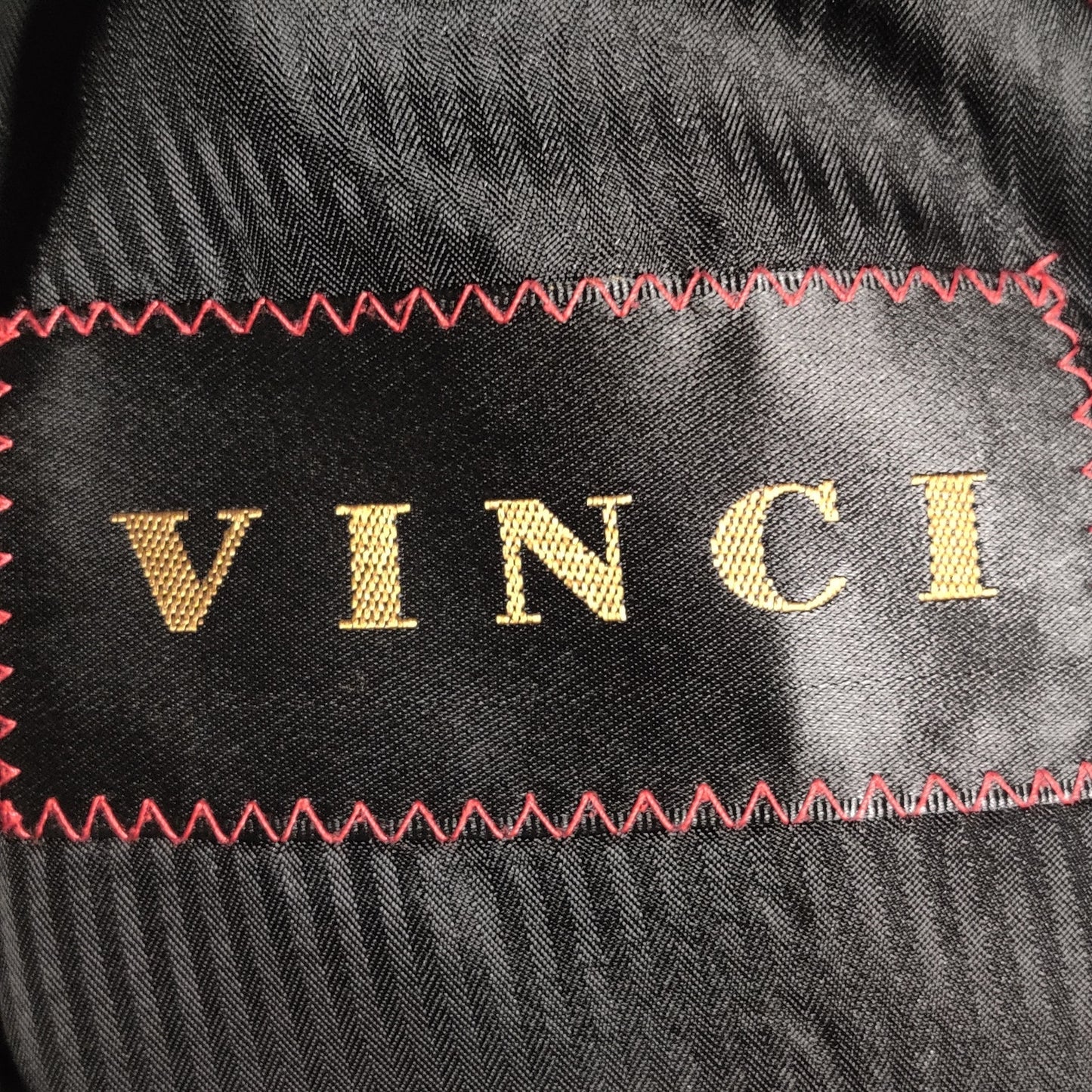 Vintage Vinci 4 pc Suit 40R Black Gray Pinstripe Jacket Vest Pants Necktie