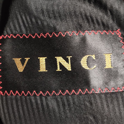 Vintage Vinci 4 pc Suit 40R Black Gray Pinstripe Jacket Vest Pants Necktie