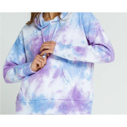 FREE PEOPLE Tie Dye Work It Out Womens Hoodie Size XS SOFT purple combo