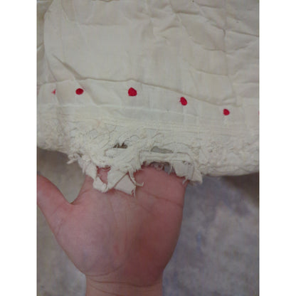 comforter Quilt NEEDS REPAIR shabby chic pink green cream 80" c 90"