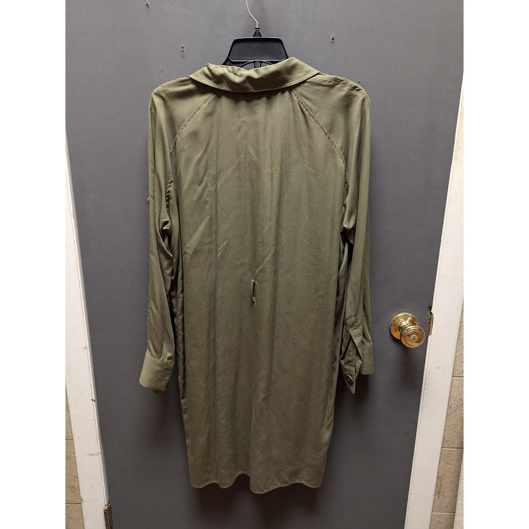 Topshop Size 6 Small Womens button up shirt dress MISSING BELT khaki