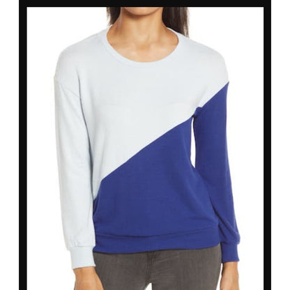Gibson Size XL Navy White Colorblock sweatshirt crew neck NEW
