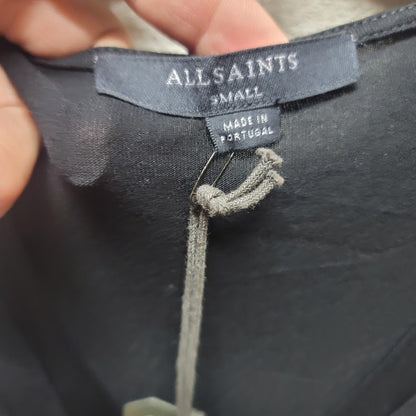 All Saints Women's  SMALL Black Jayda Jersey Dress Short Tie Waist, NWT $160
