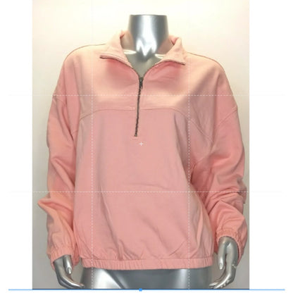 Plus Women's Bp. Quarter Zip Fleece Pullover, Size 3X - Pink Pudding long sleeve