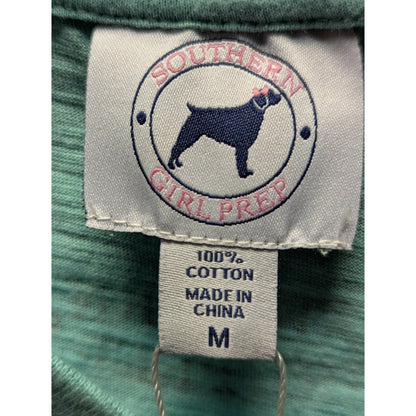 Southern Girl Prep SMALL NEW SHORT  Sleeve Shirt Cotton TEAL BLUE WHITE STRIPE