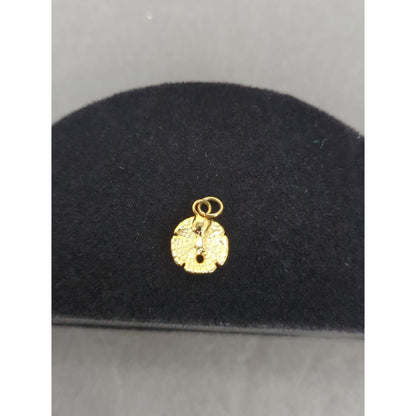 Vintage Gold Tone Sand Dollar Charm Small Half Inch Sea Life Nautical
