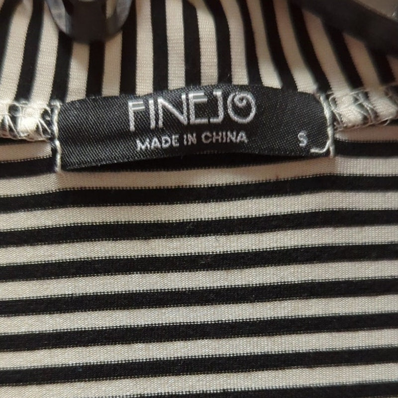 Finejo Stripe Shirt Dress Long Sleeve Collared Button Down Small collared travel
