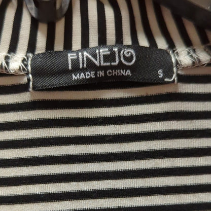Finejo Stripe Shirt Dress Long Sleeve Collared Button Down Small collared travel