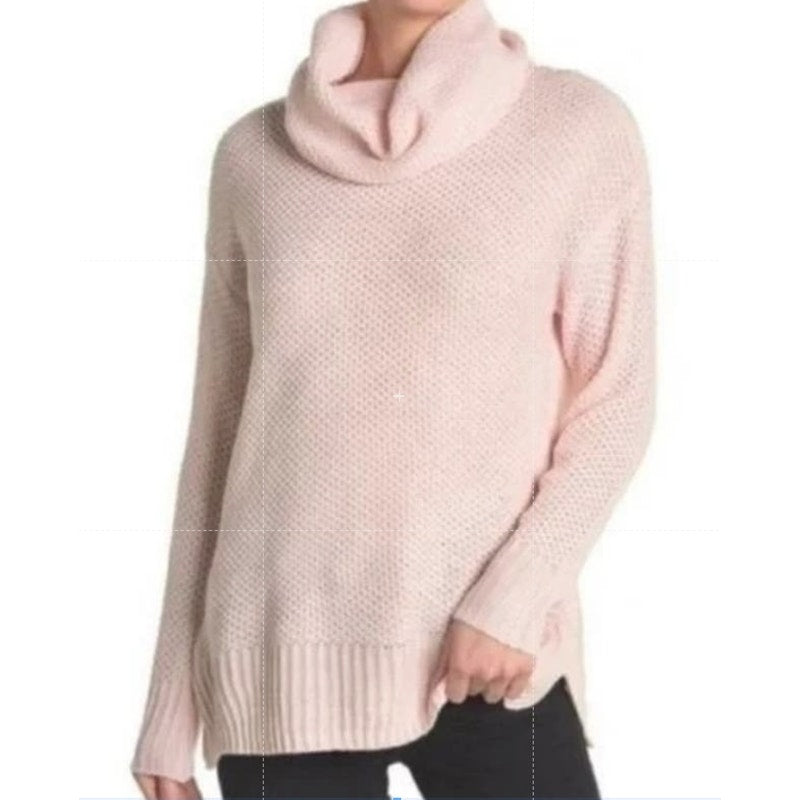 Sanctuary Honeycomb Cowl Neck Pullover Knit Sweater Sz Large in Pink NWT