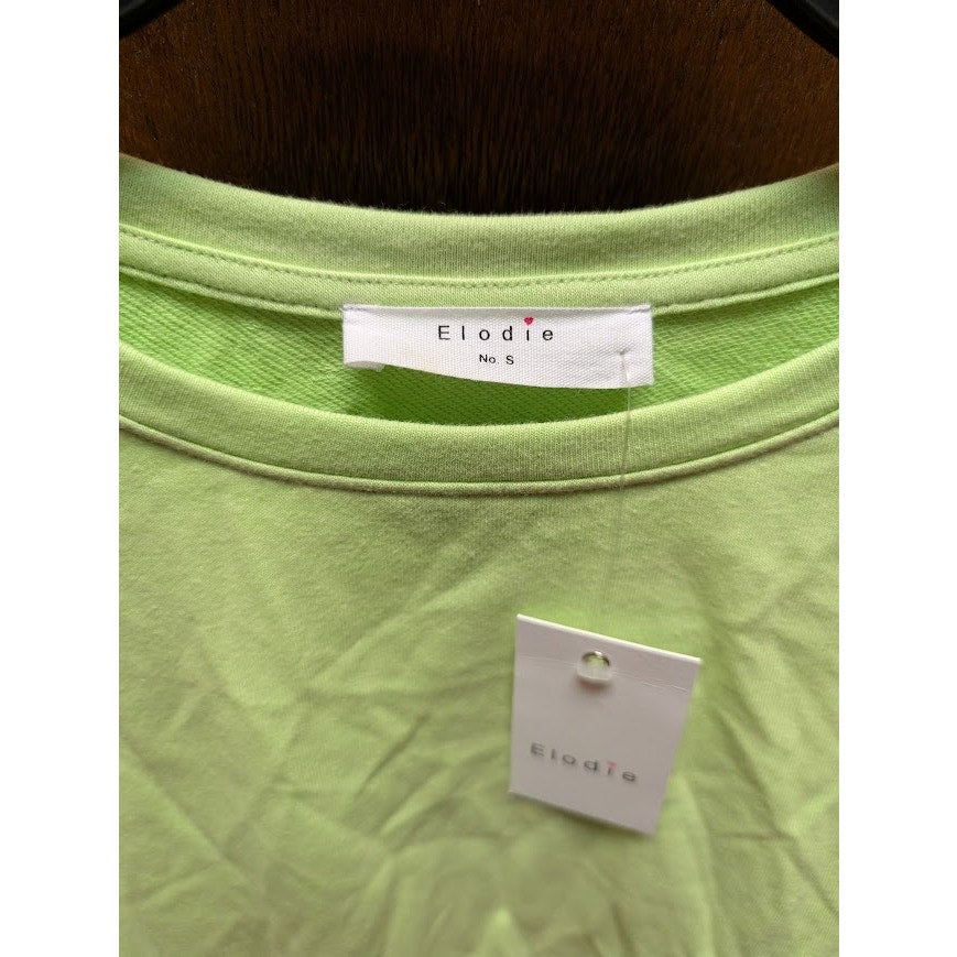 Elodie Lime Green cute Tightened Crop Top Sweatshirt size Small