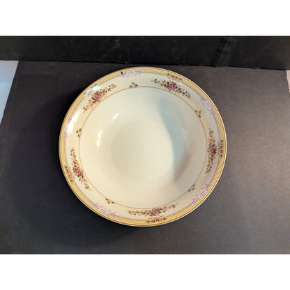 Vintage Lynns Fine China Serving Bowl Floral Gold Trim French Country