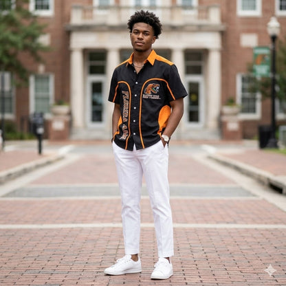 Campus Gear FAMU Florida A&M Rattlers Black Orange Button Up Shirt Small HBCU