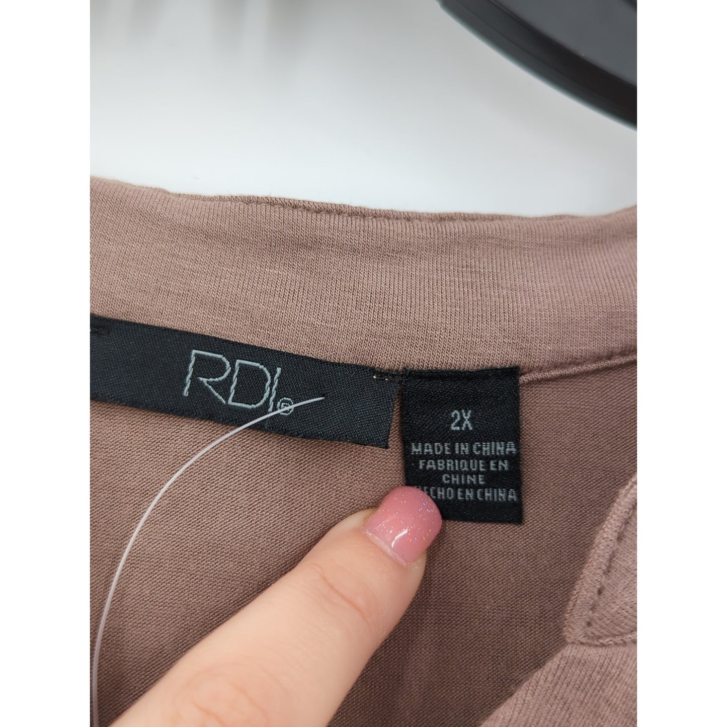 RDI Women's NWT Size 2X Mocha Brown Henley Long Sleeve Tunic Blouse Top