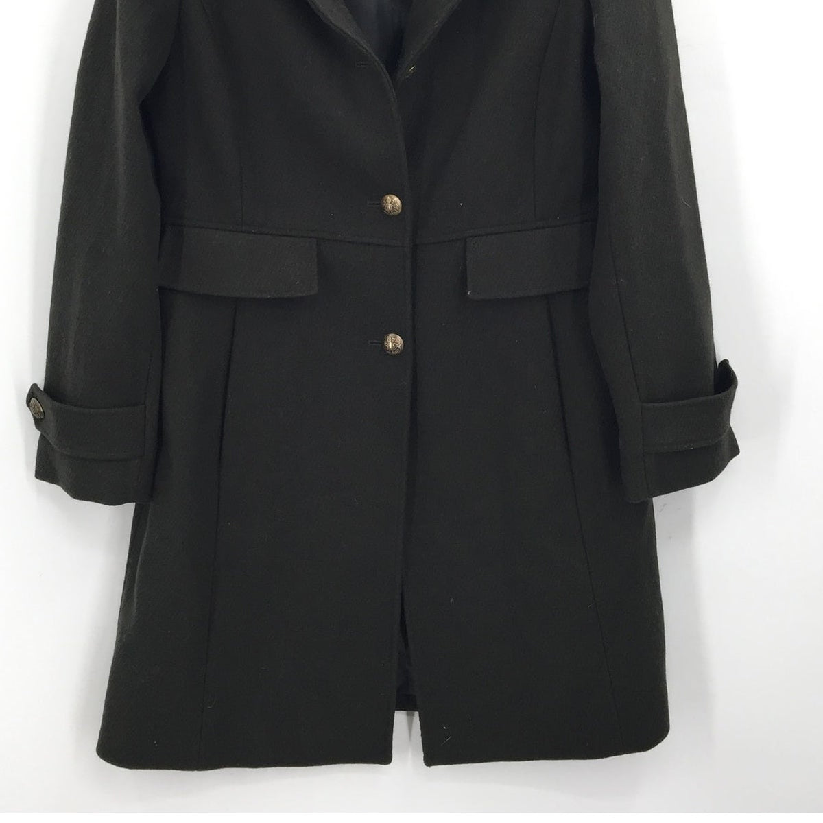 Lauren Ralph Lauren Stand Collar Wool Blend Military Coat Jacket Moss Green 10