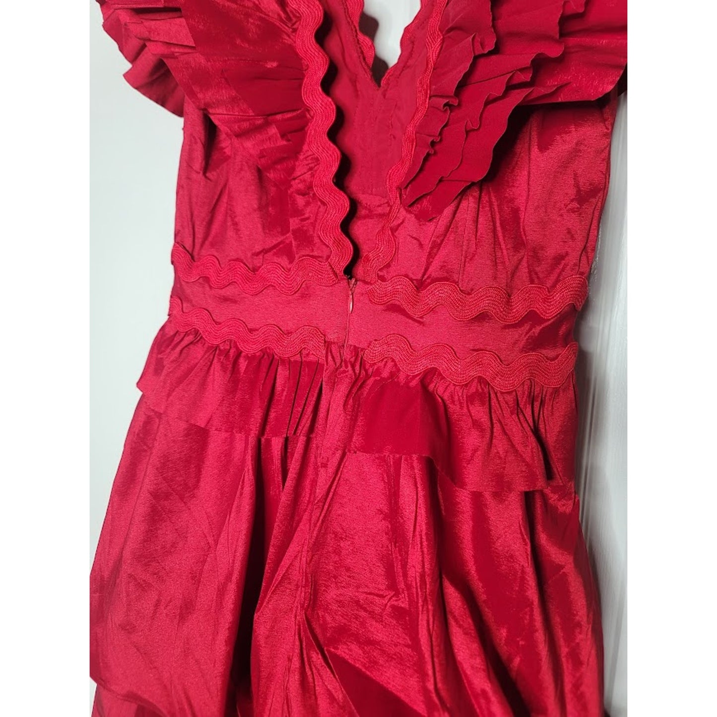 NEW Flamenco Tango Red Multi Tiered Dress SMALL cocktail ayered Fiesta Formal