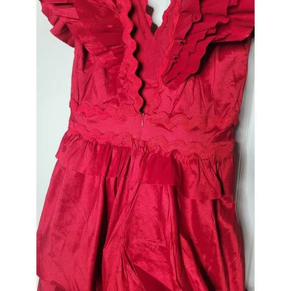 NEW Flamenco Tango Red Multi Tiered Dress SMALL cocktail ayered Fiesta Formal
