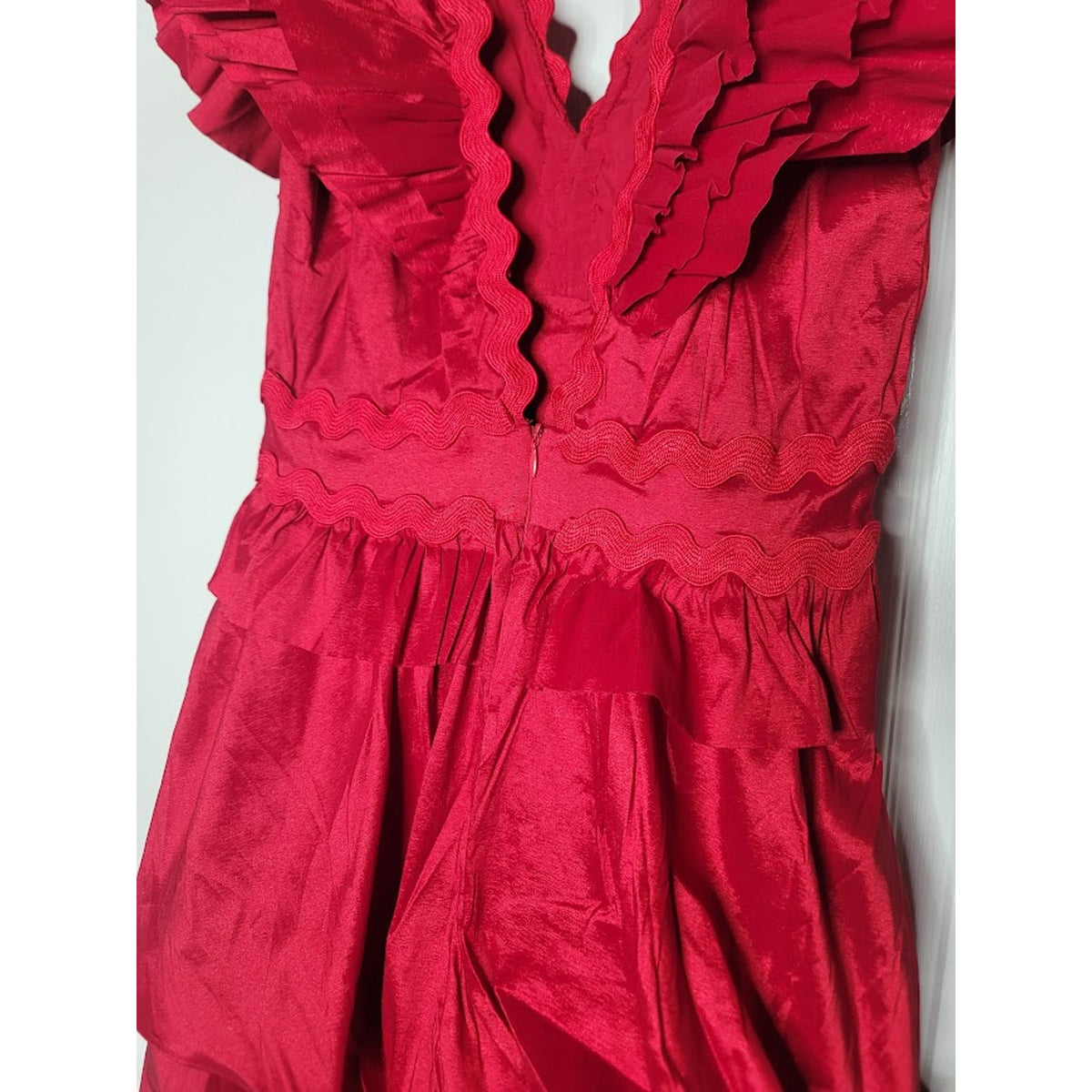 NEW Flamenco Tango Red Multi Tiered Dress SMALL cocktail ayered Fiesta Formal