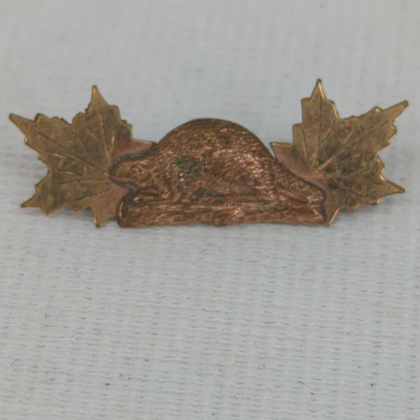 Vintage Canadian Beaver & Maple Leaf Brooch Patriotic Military Pin