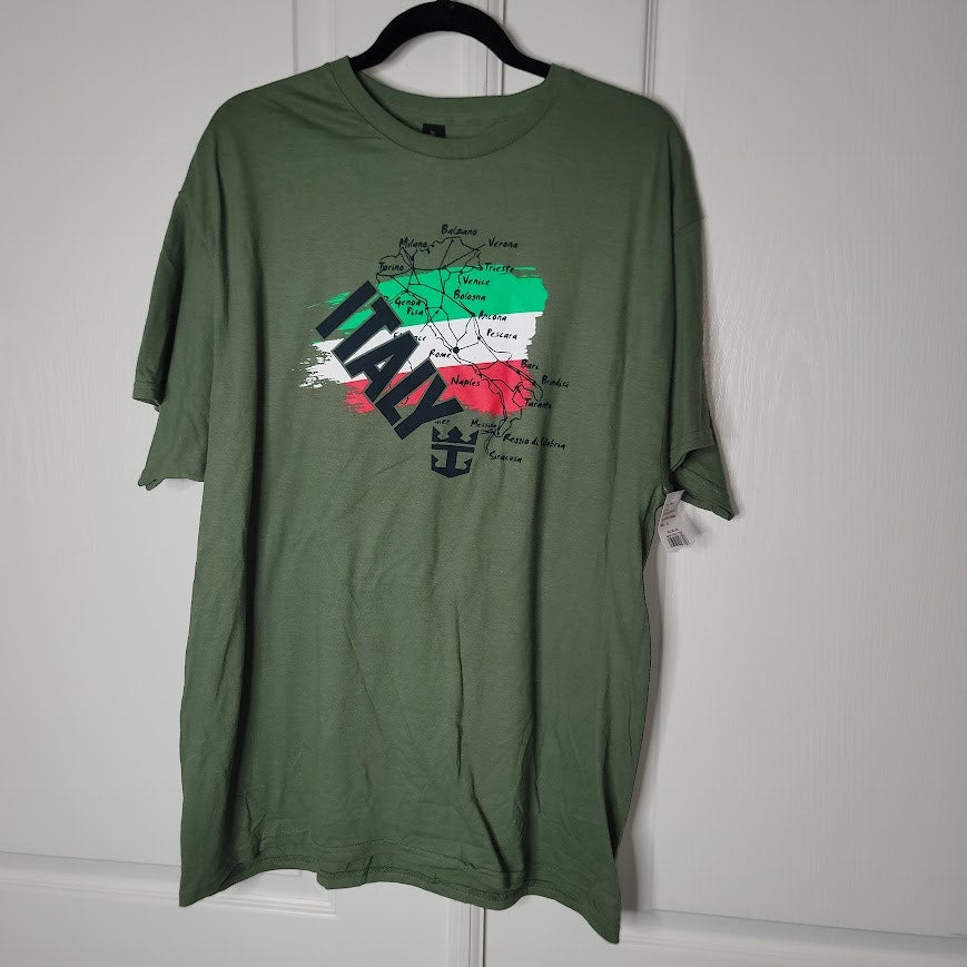 Royal Caribbean International Graphic T-Shirt Green Italy Travel Souvenir XL NWT